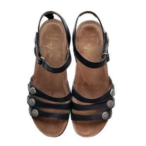 Dansko black adjustable strap sandal, US 10/European 40